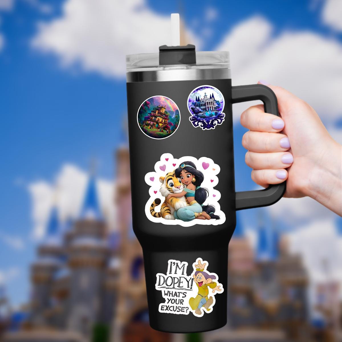 Aladdin Princess Jasmine and Raja Waterproof Disney Laptop Stickers/ FindingNemo planner stationery decal water bottle cell phonelogo
