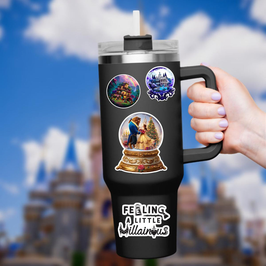 Beauty and the Beast Christmas Snow Globe Sticker - Waterproof Vinyl
