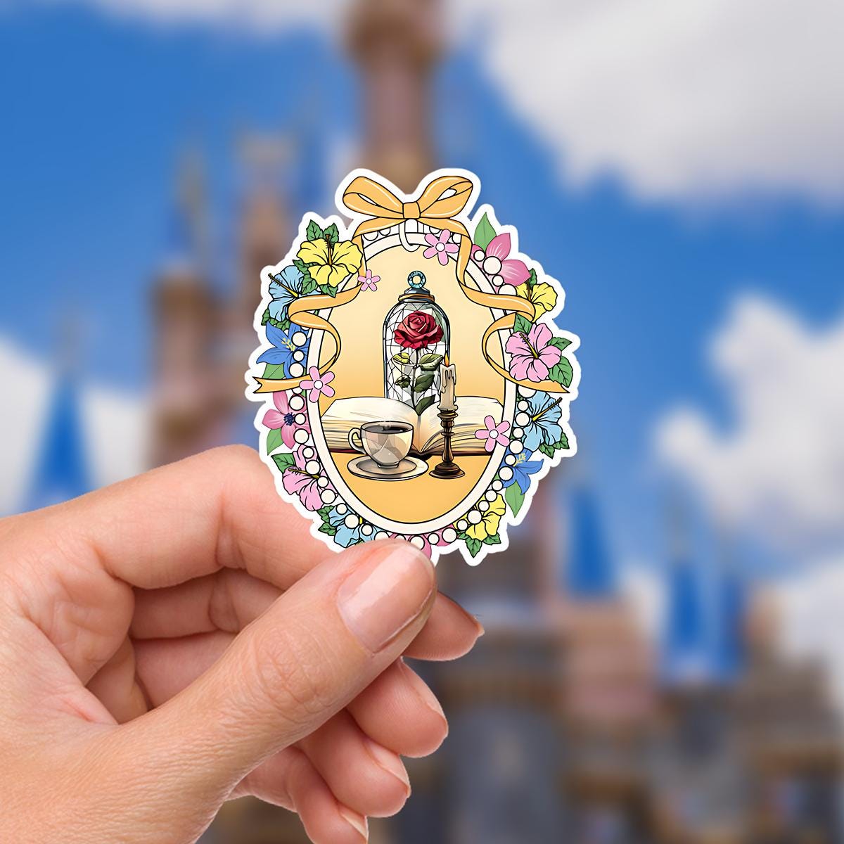 Disneyy Coquette Belle Beauty & The Beast  Waterproof Disney Laptop Stickers/  Mickey, Minnie, Goofy  planner stationery decal water bottle