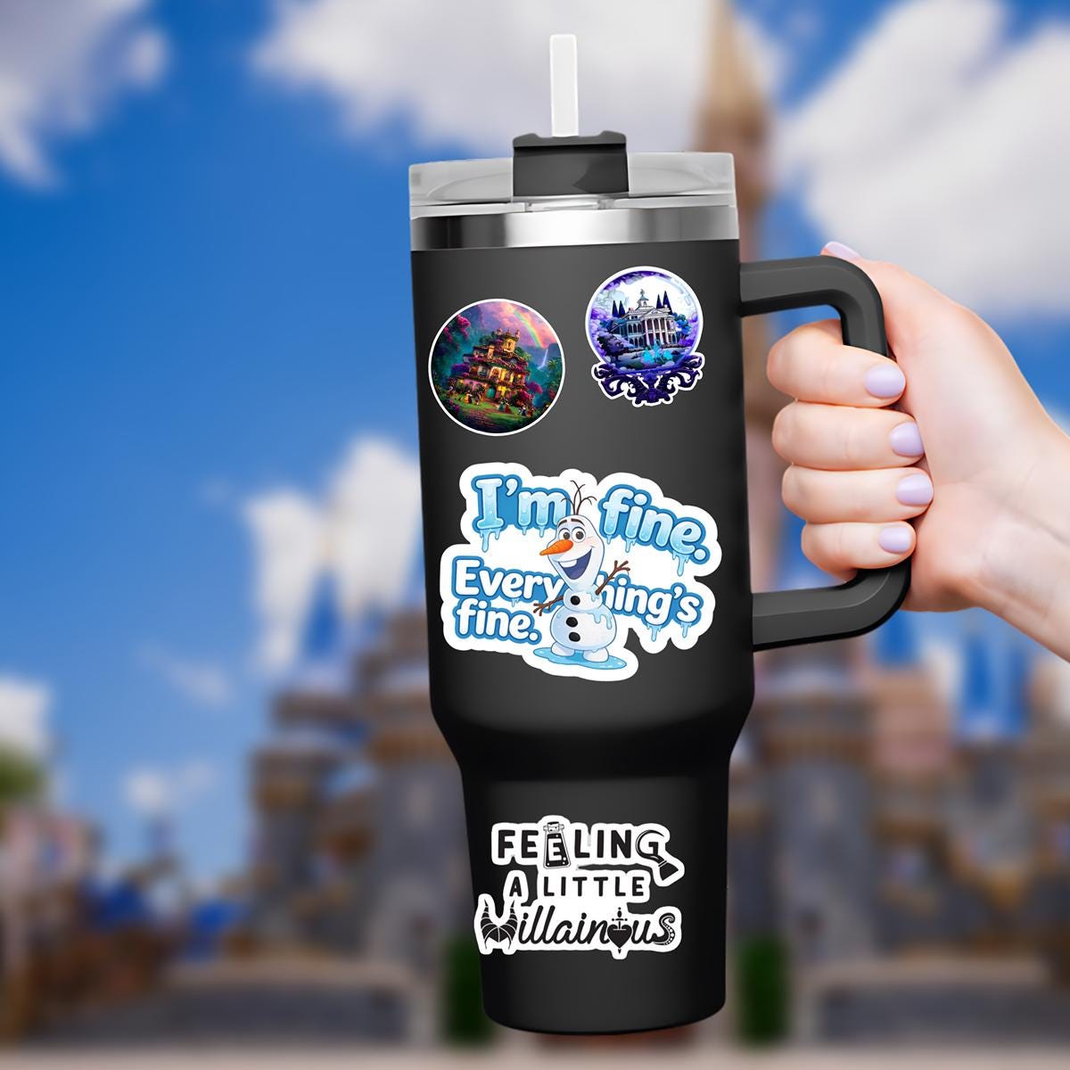 Disney  frozen Olaf Funny  It's Fine. I'm Fine Everythings Fine Sticker Waterproof Disney Laptop Stickers planner stationery decal water bottle hydro