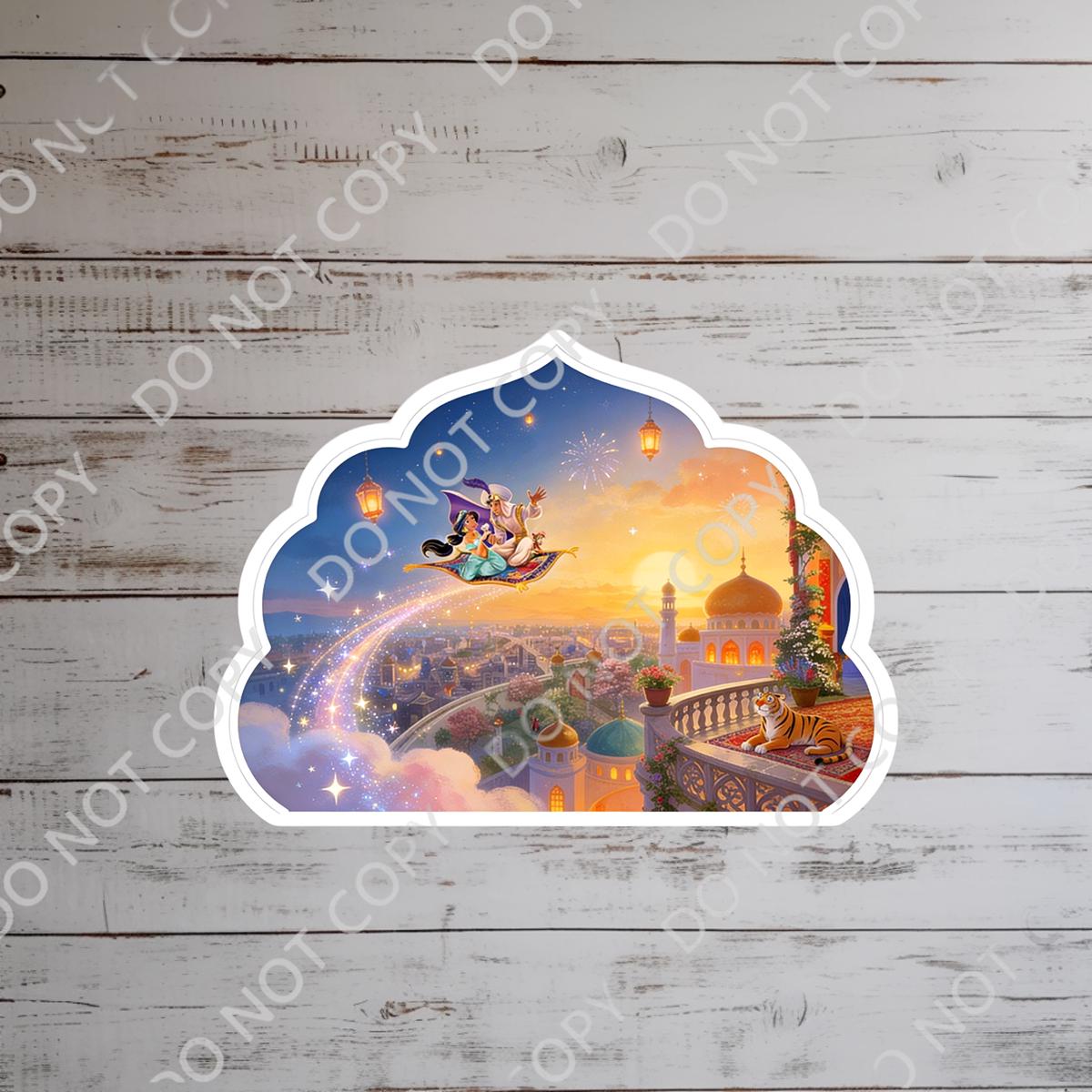 Disney Aladdin Princess Jasmine and Raja Waterproof Disney Laptop Stickers Kindle Stickers, Bottle Stickers