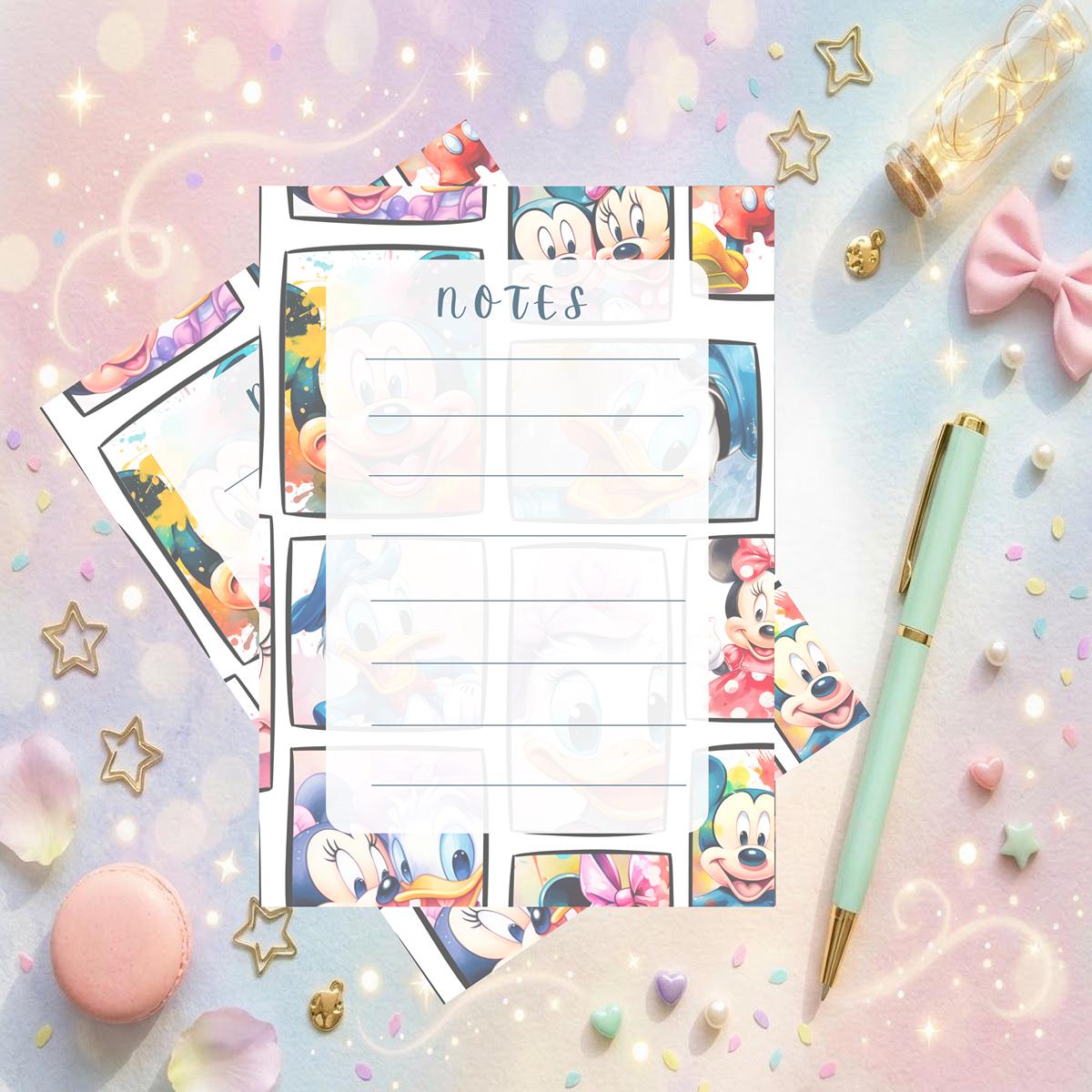 Disneyy Mickey And Friends Mainstreet USA  Memo Notepad 50 sheets bullet journal Disney planner paper scrapbook stationery notebook supplies