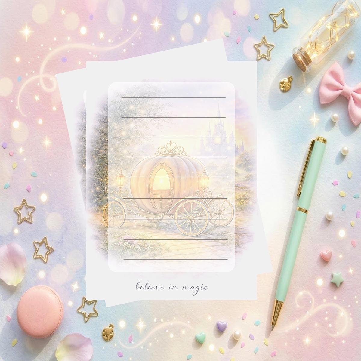 Disneyy Cinderella Carriage  Memo Notepad 50 sheets bullet journal Disney planner paper scrapbook stationery notebook supplies