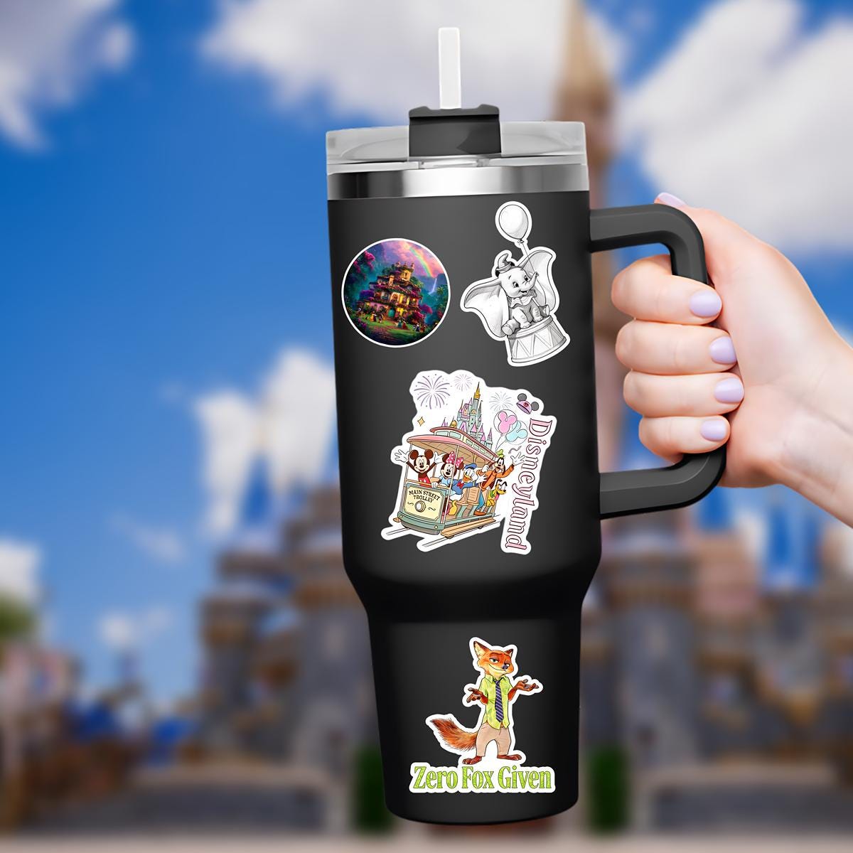 DisneyLand Mickey Mouse Minnie Balloons Trolley Laptop Sticker/ Magic Kingdom Disney decal/ planner water bottle cell phone decal