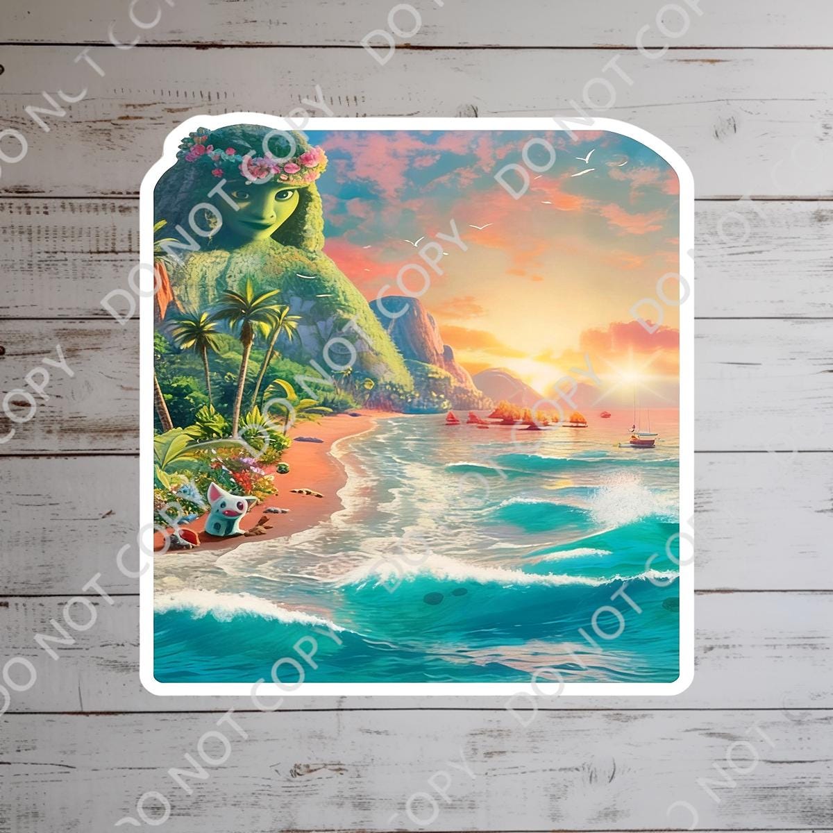 Disneyy Moana Pua Tafiti Sticker Waterproof Disney Laptop Stickers planner stationery decal water bottle cell phone