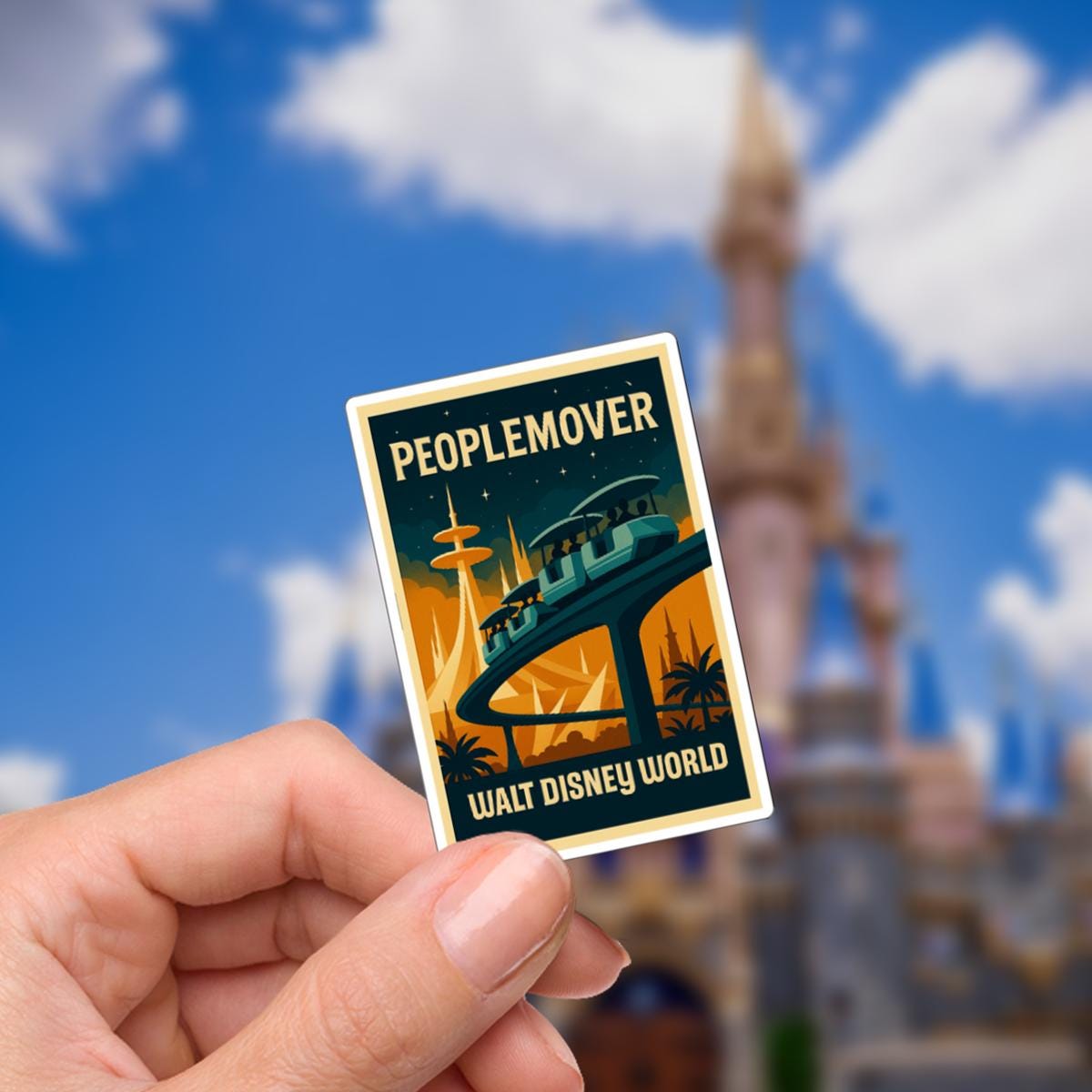 Disney Magic Kingdom PeopleMover Sticker Waterproof Disney Laptop, Disneying Theme Park Vacation, Castle Park Mouse