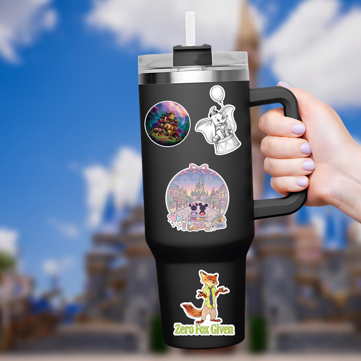 Disneyy World Castle Balloons TinkerBelle Laptop Sticker/ Magic Kingdom Fantasyland Disney decal/ planner water bottle cell phone decal