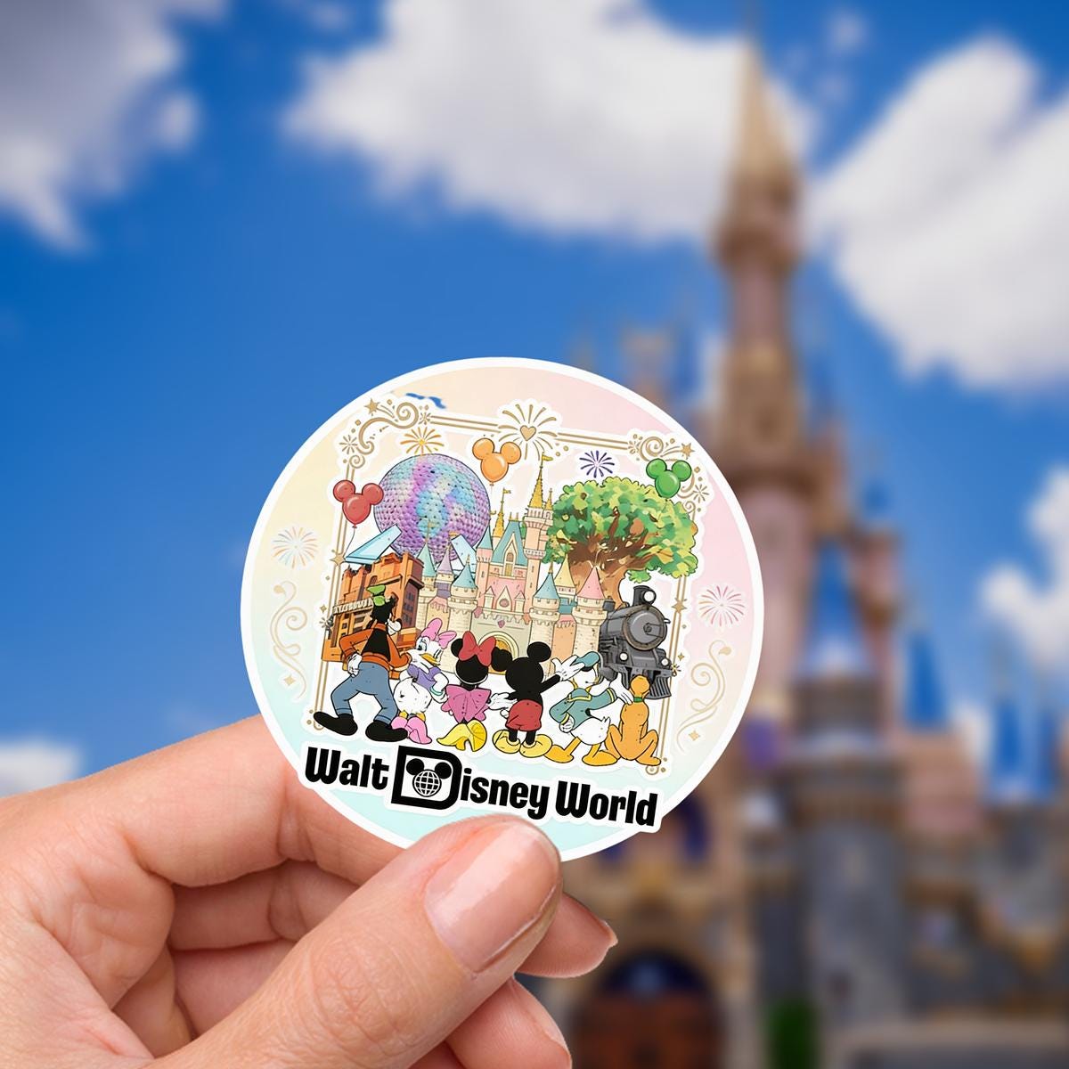 Disneyy World Castle Balloons TinkerBelle Laptop Sticker/ Magic Kingdom Fantasyland Disney decal/ planner water bottle cell phone decal