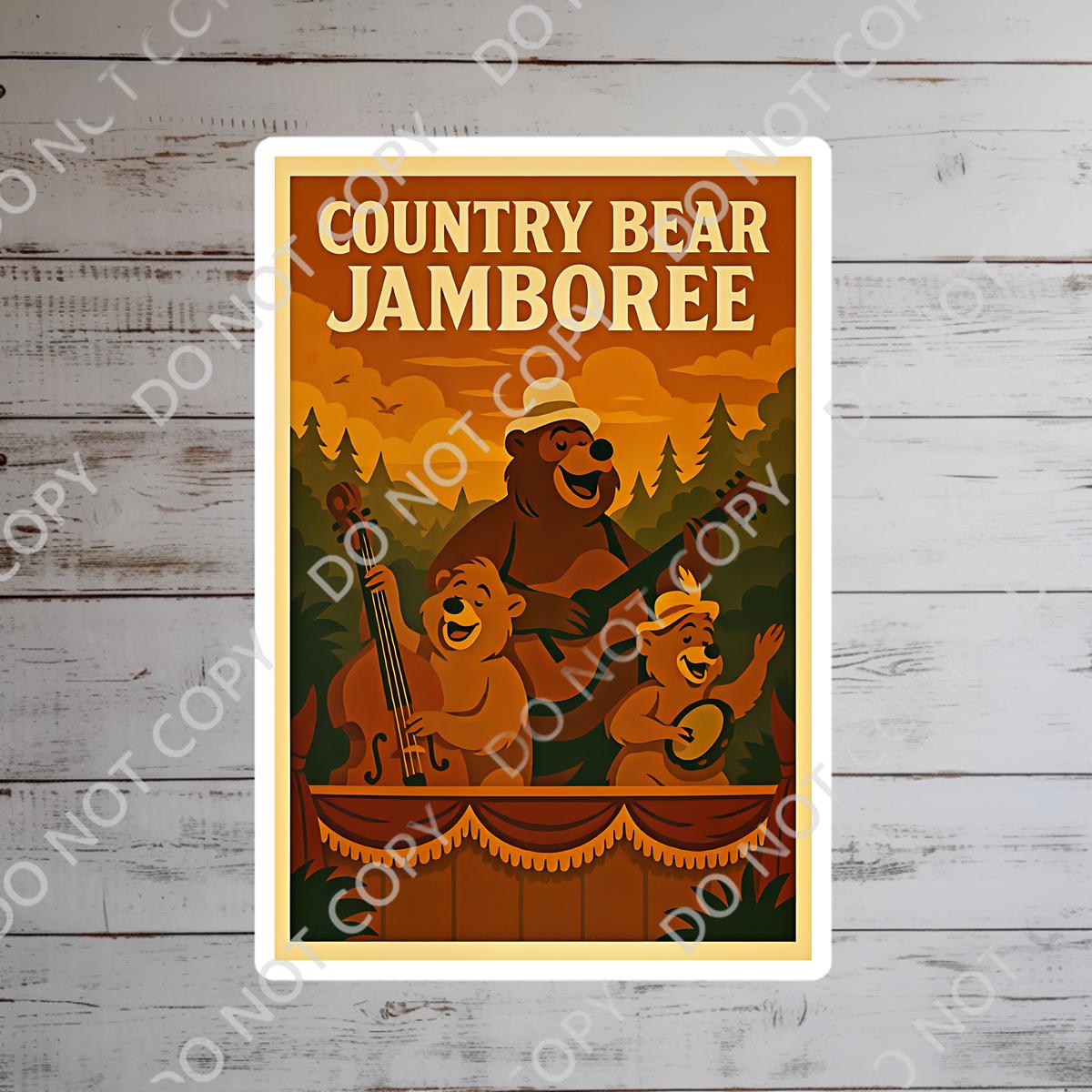 Disney Magic Kingdom Country Bear Jamboree Sticker Waterproof Disney Laptop, Disneying Theme Park Vacation, Castle Park Mouse
