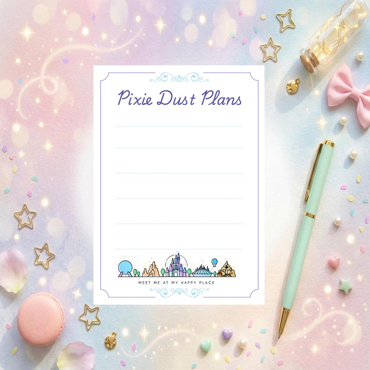 Disneyy Magic Kingdom Epcot Space Mountain Memo Notepad 50 sheets bullet journal Disney planner paper scrapbook stationery notebook supplies