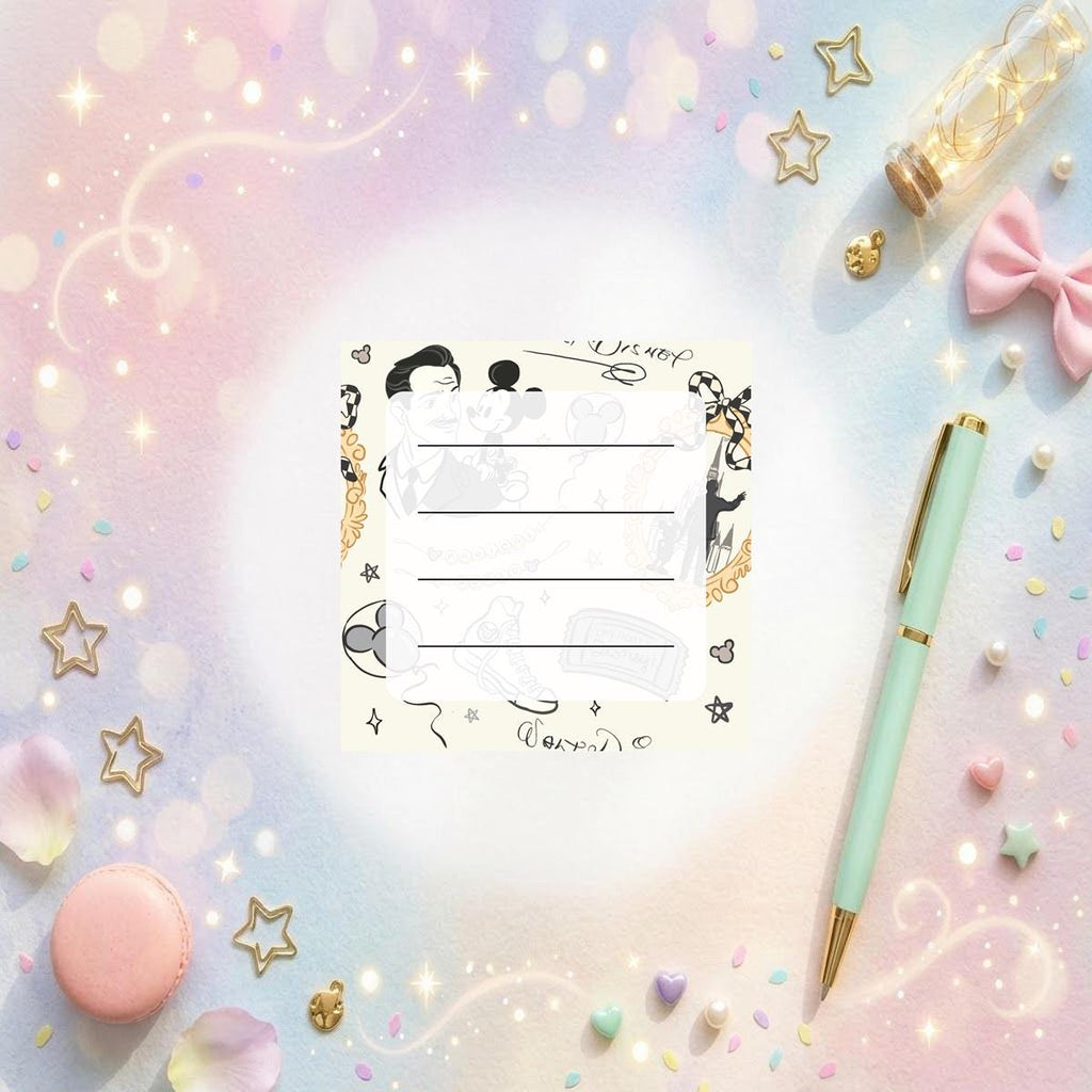 Disney Mickey And Walt  Memo Notepad 50 sheets bullet journal Disney planner paper scrapbook stationery notebook supplies