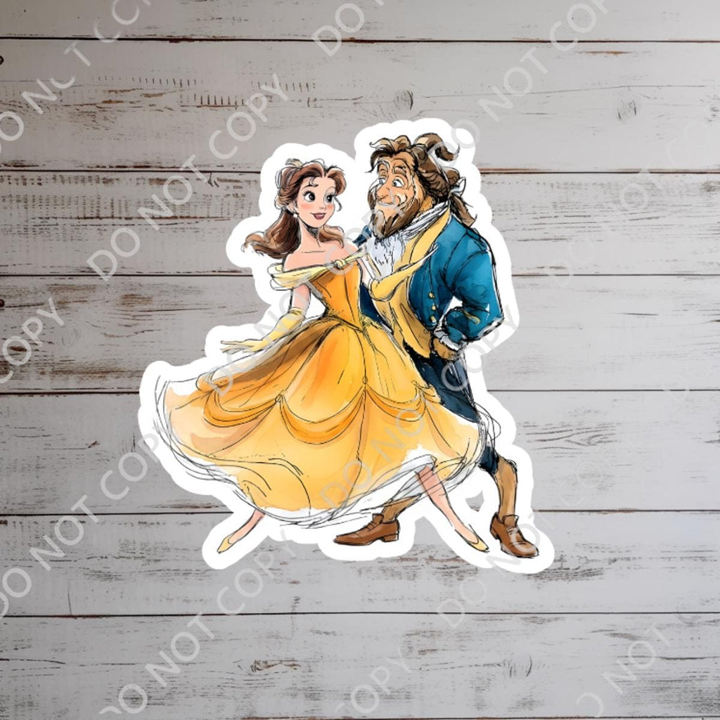 Beauty and The Beast Belle Sticker: Waterproof Vinyl Decal for Laptop, Water Bottle Sticker