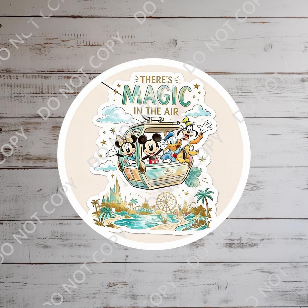 Disneyy Mickey and Friends Skyliner Ride Waterproof Disney Laptop,  Theme Park Vacation, Castle Park Mouse Kindle Stickers, Bottle Stickers