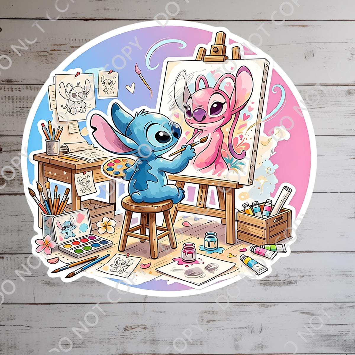 Stitch and Angel Disney Parks  Waterproof Disney Laptop,  Theme Park Vacation, Castle Park Mouse Kindle Stickers, Bottle Stickers