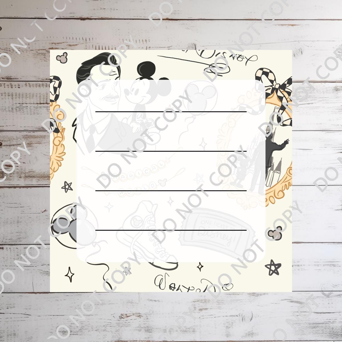 Disney Mickey And Walt  Memo Notepad 50 sheets bullet journal Disney planner paper scrapbook stationery notebook supplies