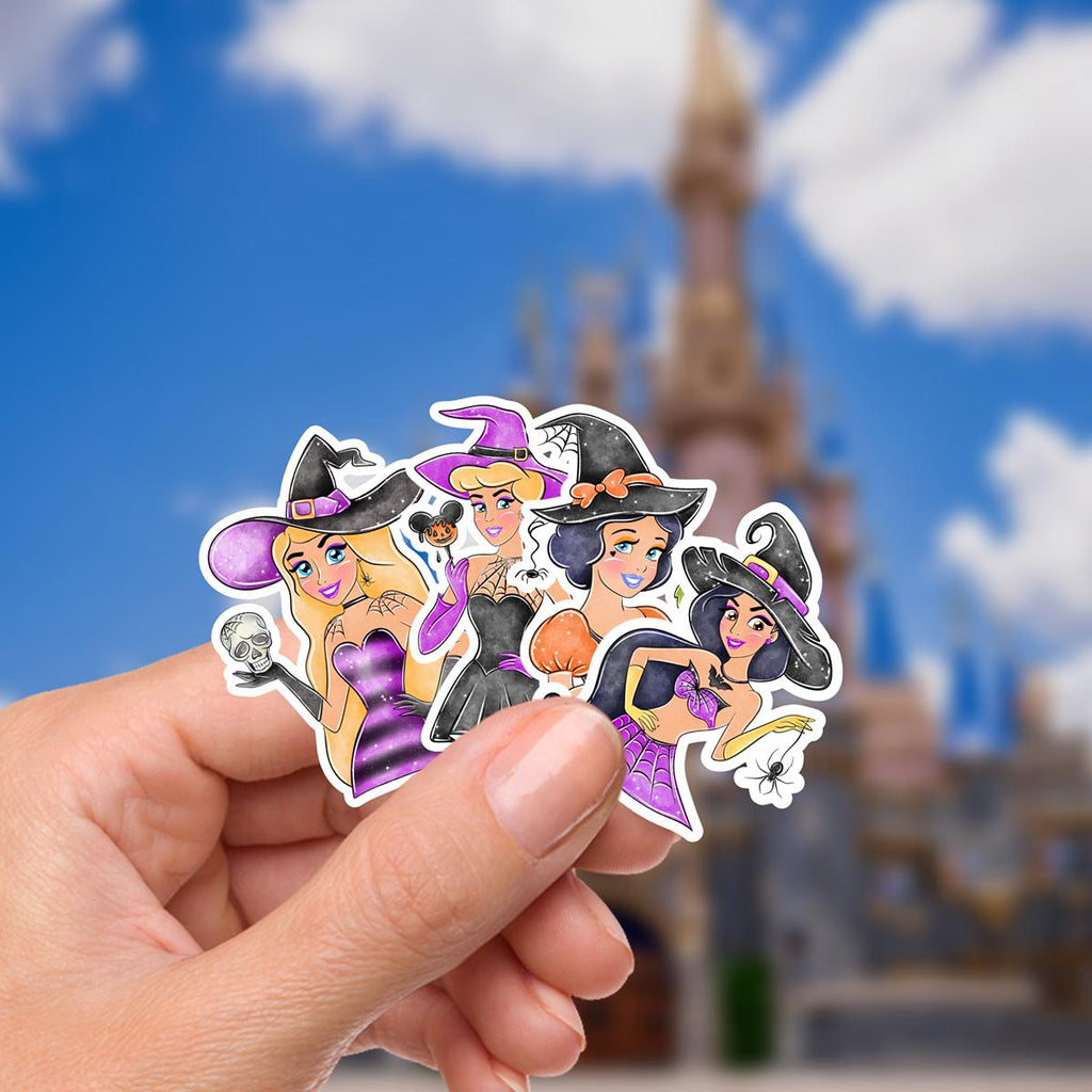Disneyy Halloween Princess Sticker Bundle : Mickey Mouse, Goofy Waterproof Vinyl Decal for Laptop, Water Bottle