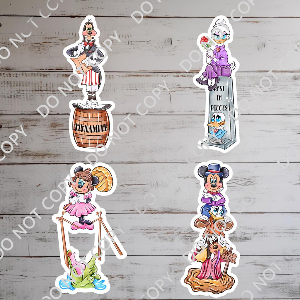 Haunted Mansion Sticker Bundle : Mickey Mouse, Goofy Waterproof Vinyl Decal for Laptop, Water Bottle