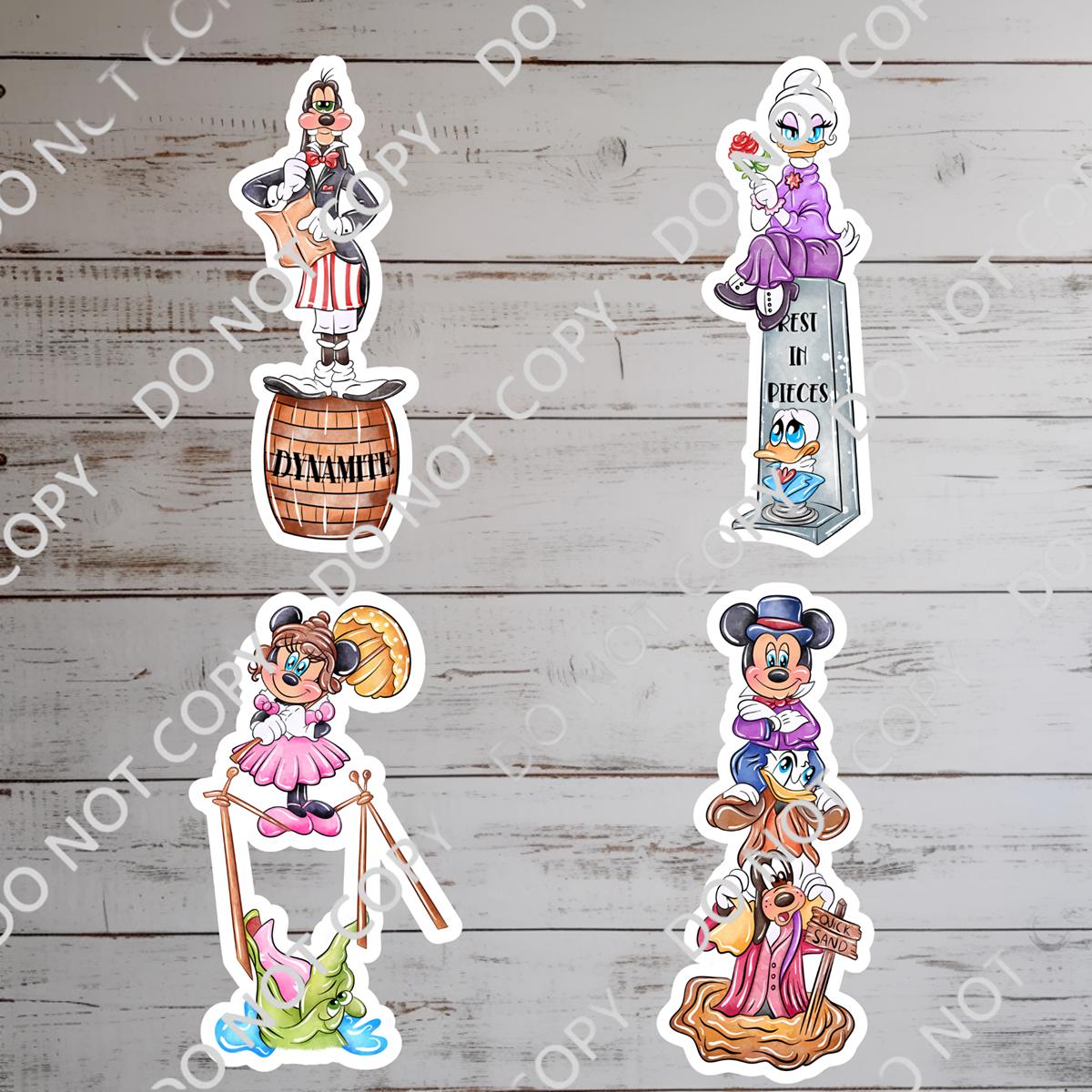Haunted Mansion Sticker Bundle : Mickey Mouse, Goofy Waterproof Vinyl Decal for Laptop, Water Bottle