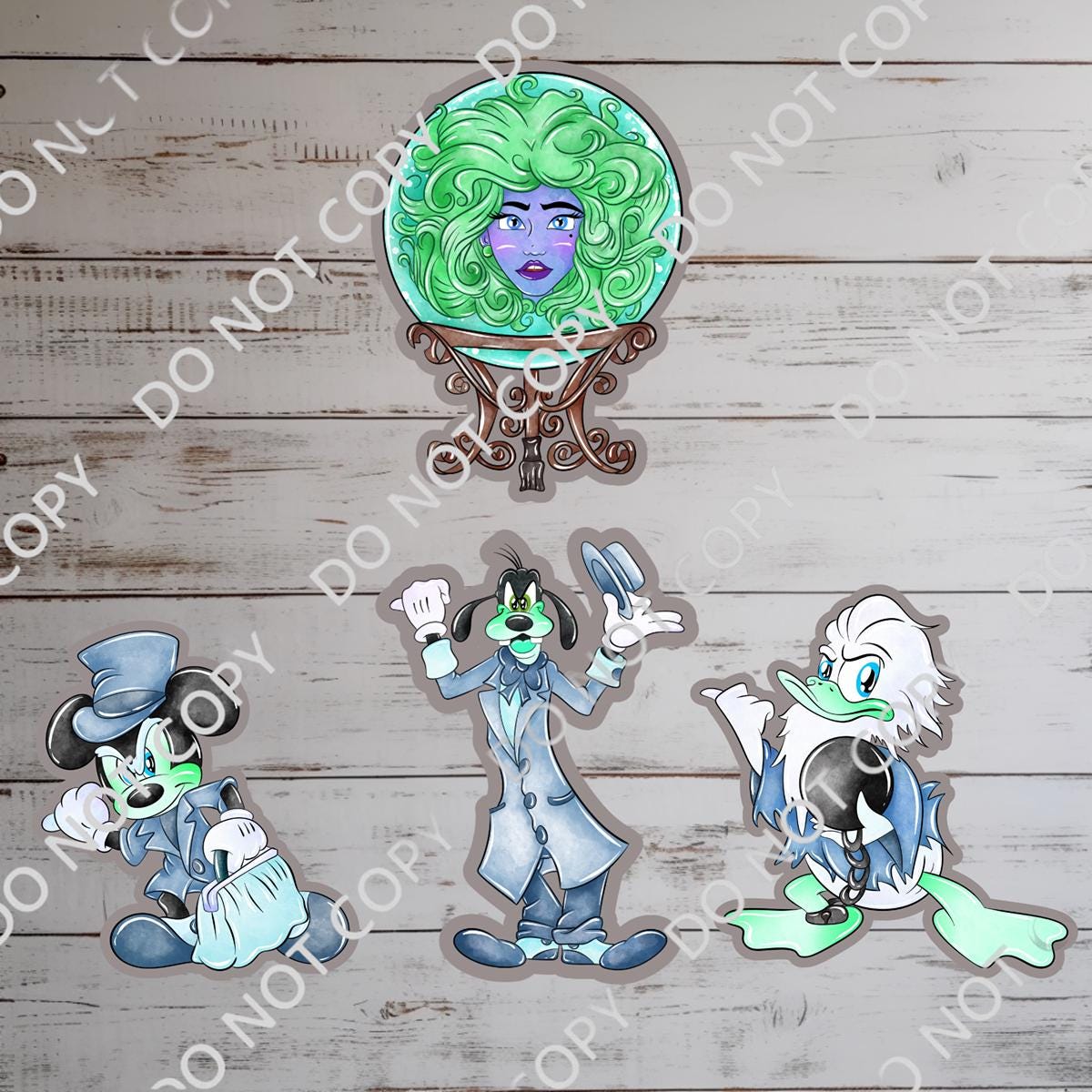 Haunted Mansion Sticker Bundle : Mickey Mouse, Goofy Waterproof Vinyl Decal for Laptop, Water Bottle