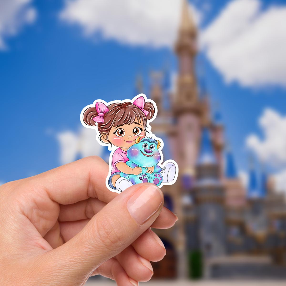 Monsters Inc. Sully and Boo , Kitty ,   World Sticker Waterproof Disney Laptop, Disneying Theme Park Vacation, Castle Park Mouse