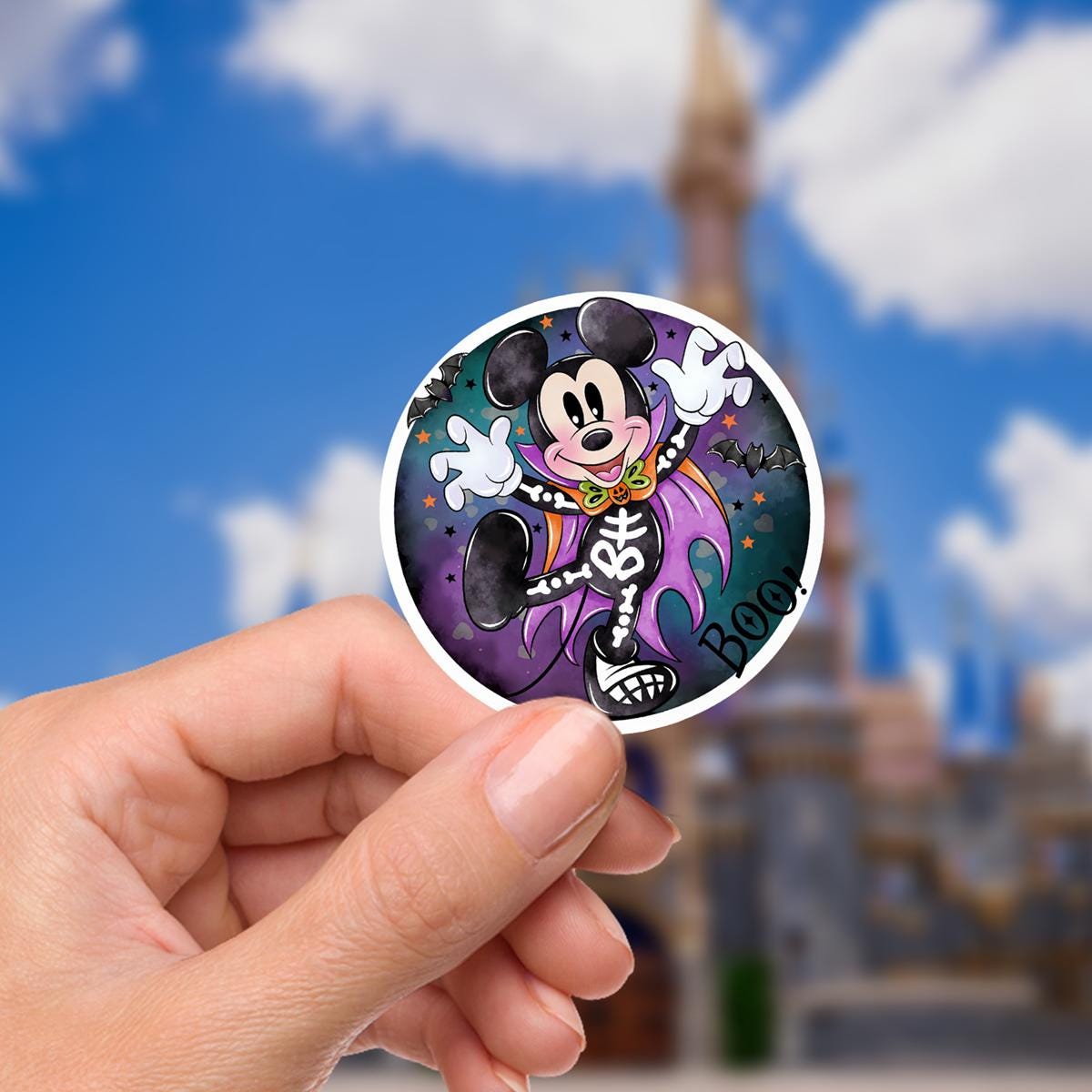 Halloween Mickey Mouse Skeleton Sticker: Waterproof Vinyl Decal for Laptop, Water Bottle
