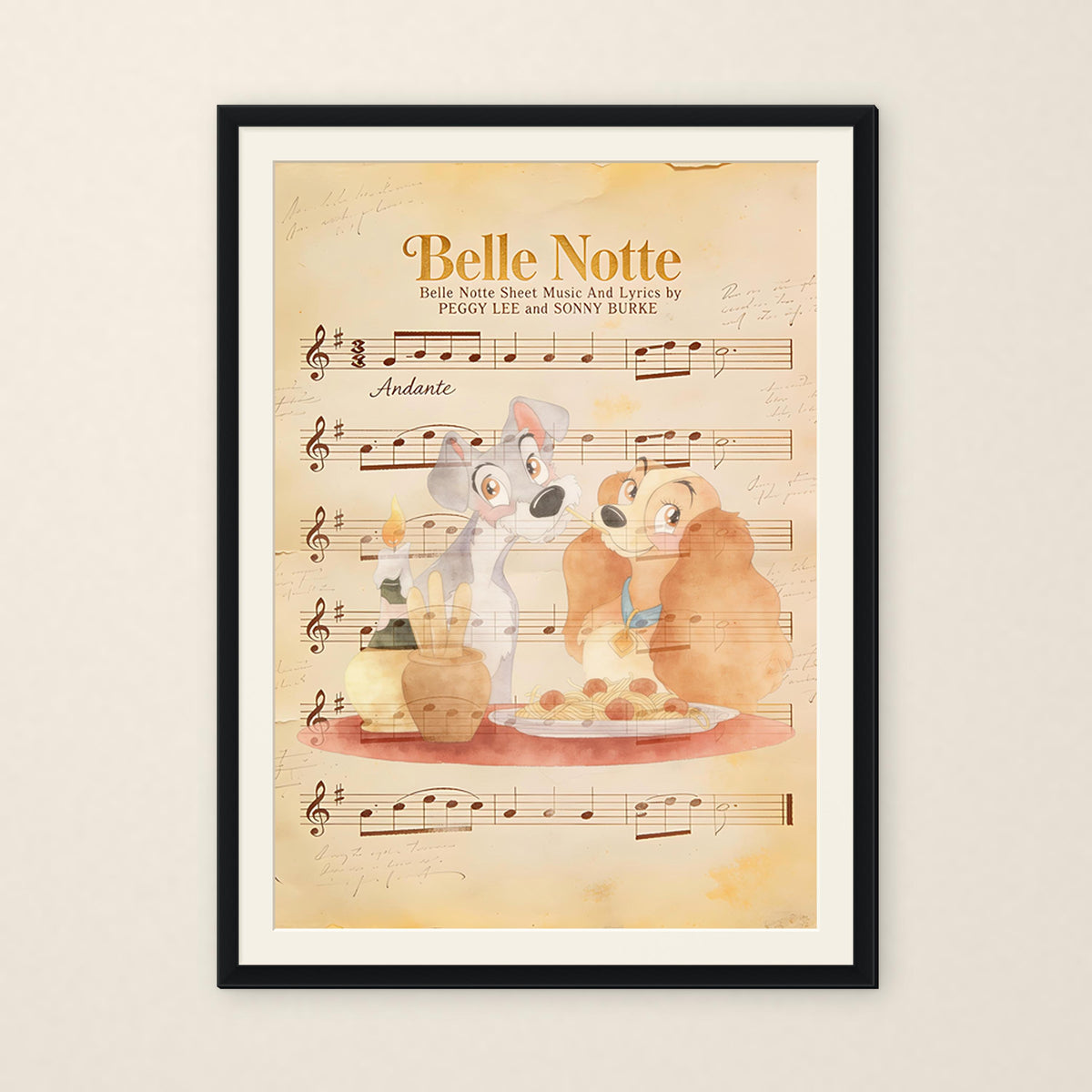 Disneyy Lady And The Tramp Music Sheet Belle Notte Nursery Wedding Decore