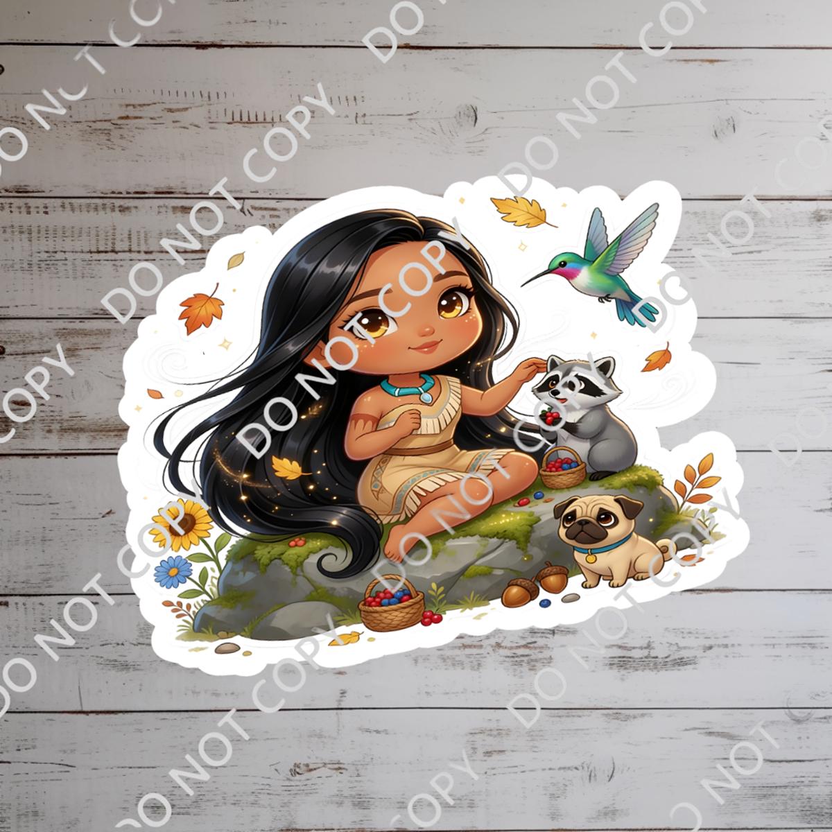 Pocahontas Meeko Sticker: Waterproof Vinyl Decal for Laptop, Water Bottle Sticker