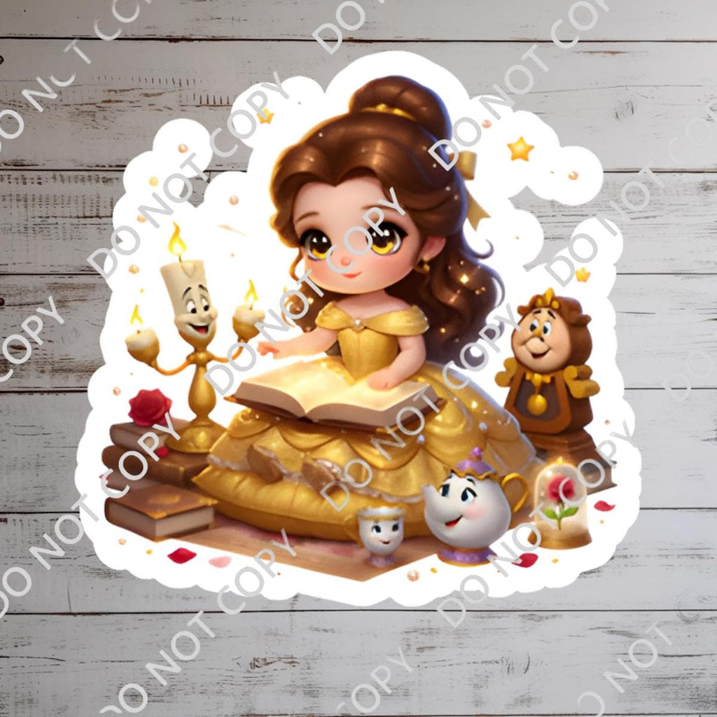 Beauty and The Beast Belle Sticker: Waterproof Vinyl Decal for Laptop, Water Bottle Sticker