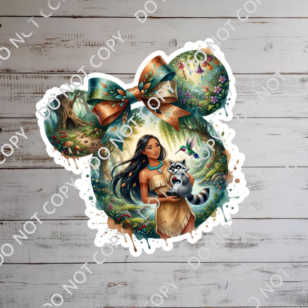 Pocahontas Meeko Mickey Head Sticker: Waterproof Vinyl Decal for Laptop, Water Bottle Sticker