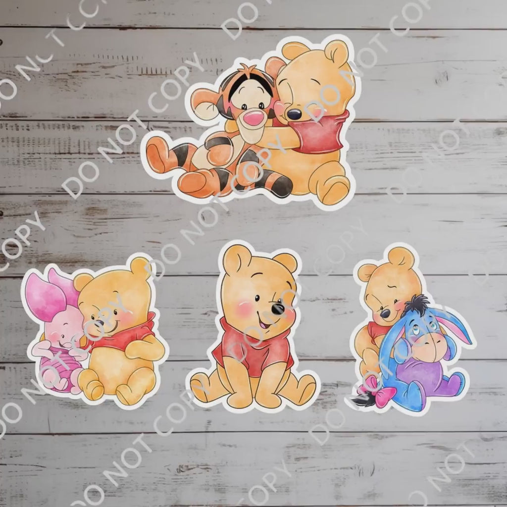Winnie The Pooh & Friends Sticker Bundle: Tigger, Eeyore, Piglet, Pooh Bear Waterproof Vinyl Decal