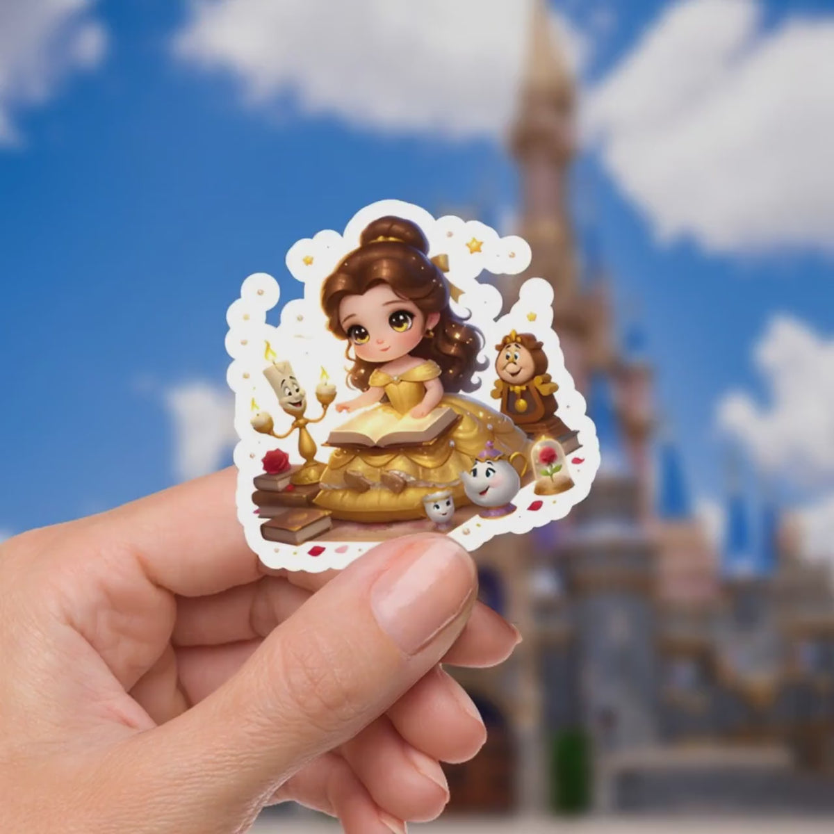 Beauty and The Beast Belle Sticker: Waterproof Vinyl Decal for Laptop, Water Bottle Sticker