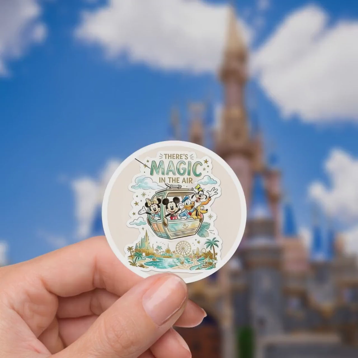 Disneyy Mickey and Friends Skyliner Ride Waterproof Disney Laptop,  Theme Park Vacation, Castle Park Mouse Kindle Stickers, Bottle Stickers