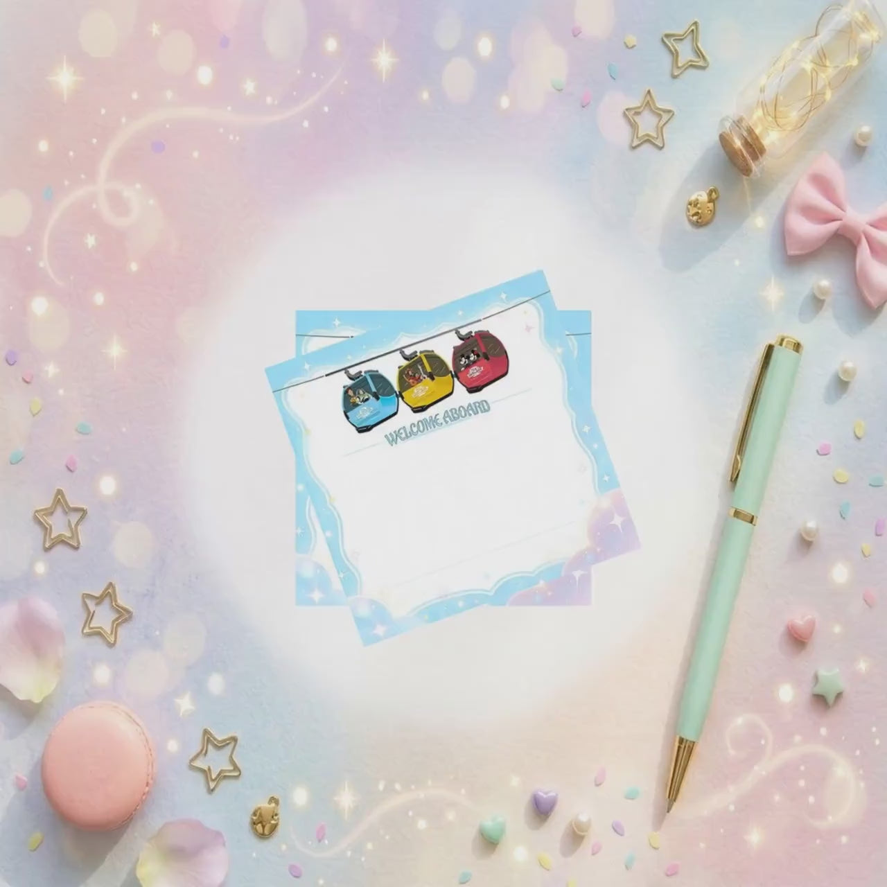 Disneyy Skyliner Mickey Mouse  3x3 Memo Notepad 50 sheets bullet journal Disney planner paper scrapbook stationery notebook supplies