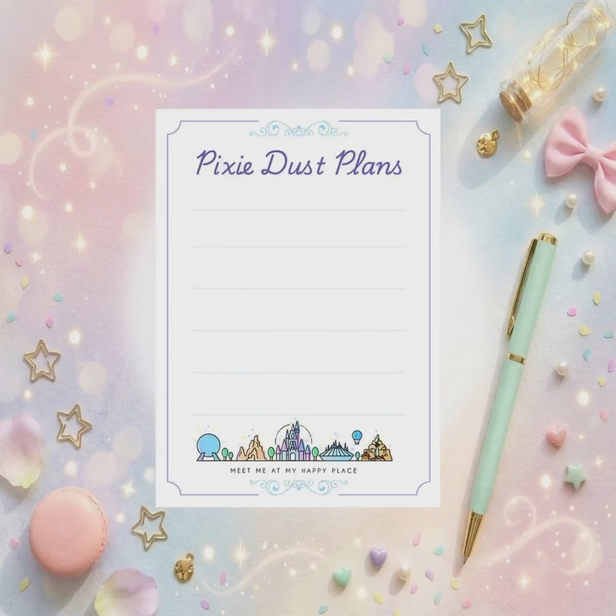 Disneyy Magic Kingdom Epcot Space Mountain Memo Notepad 50 sheets bullet journal Disney planner paper scrapbook stationery notebook supplies