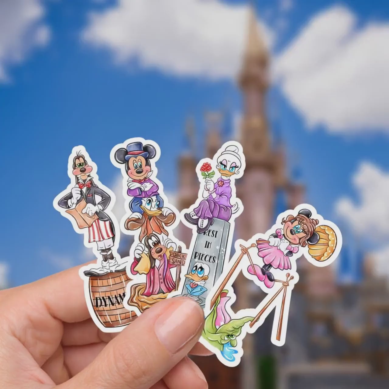 Haunted Mansion Sticker Bundle : Mickey Mouse, Goofy Waterproof Vinyl Decal for Laptop, Water Bottle