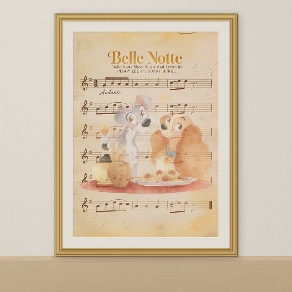 Disneyy Lady And The Tramp Music Sheet Belle Notte Nursery Wedding Decore