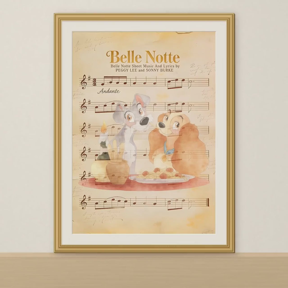 Disneyy Lady And The Tramp Music Sheet Belle Notte Nursery Wedding Decore