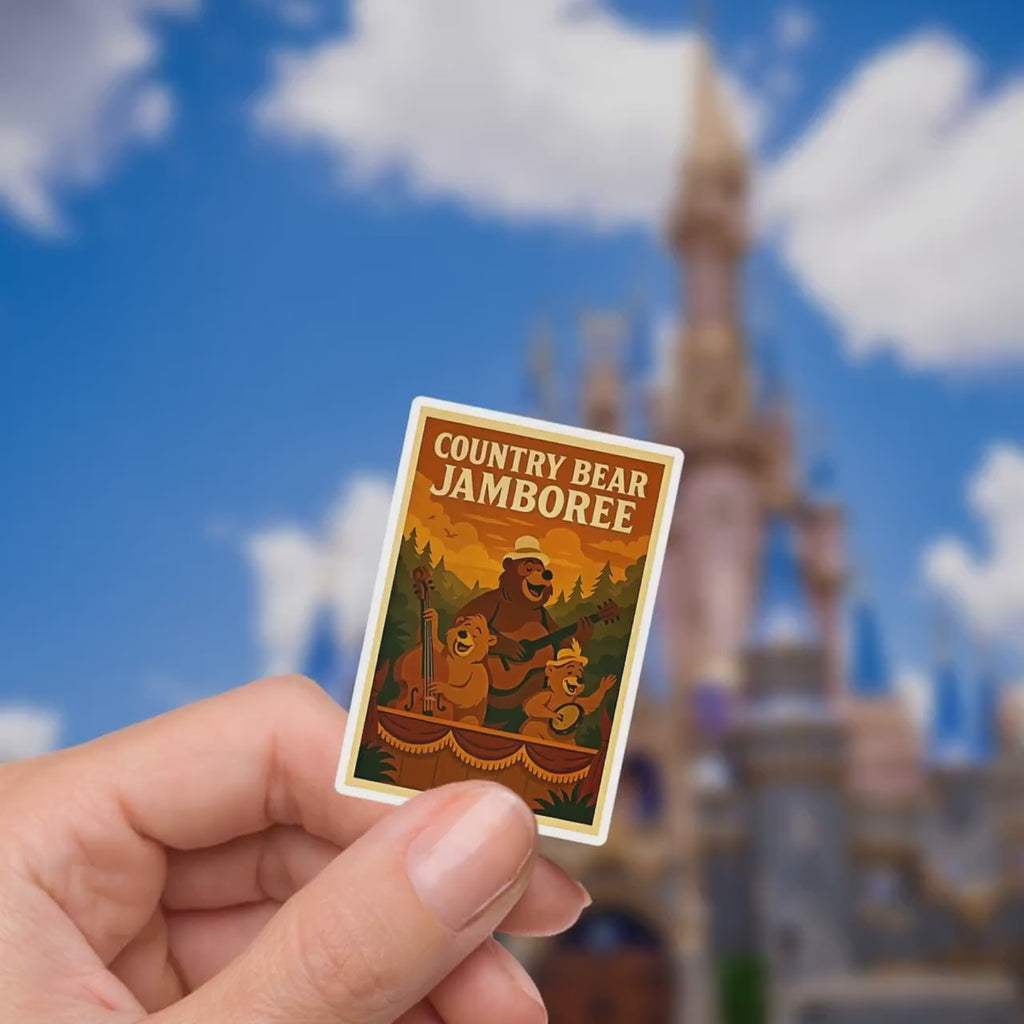 Disney Magic Kingdom Country Bear Jamboree Sticker Waterproof Disney Laptop, Disneying Theme Park Vacation, Castle Park Mouse