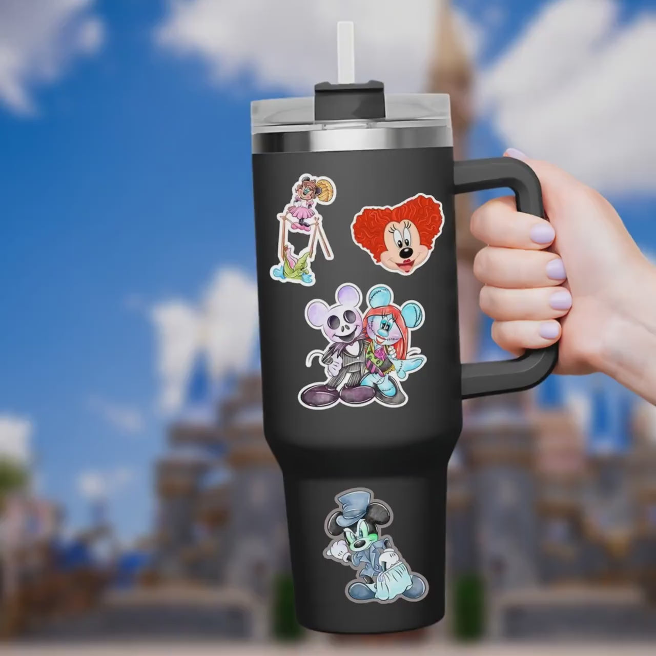 Disney Nightmare Before Christmas Minnie Mouse Mickey Mouse  Sticker: Waterproof Vinyl Decal for Laptop, Water Bottle