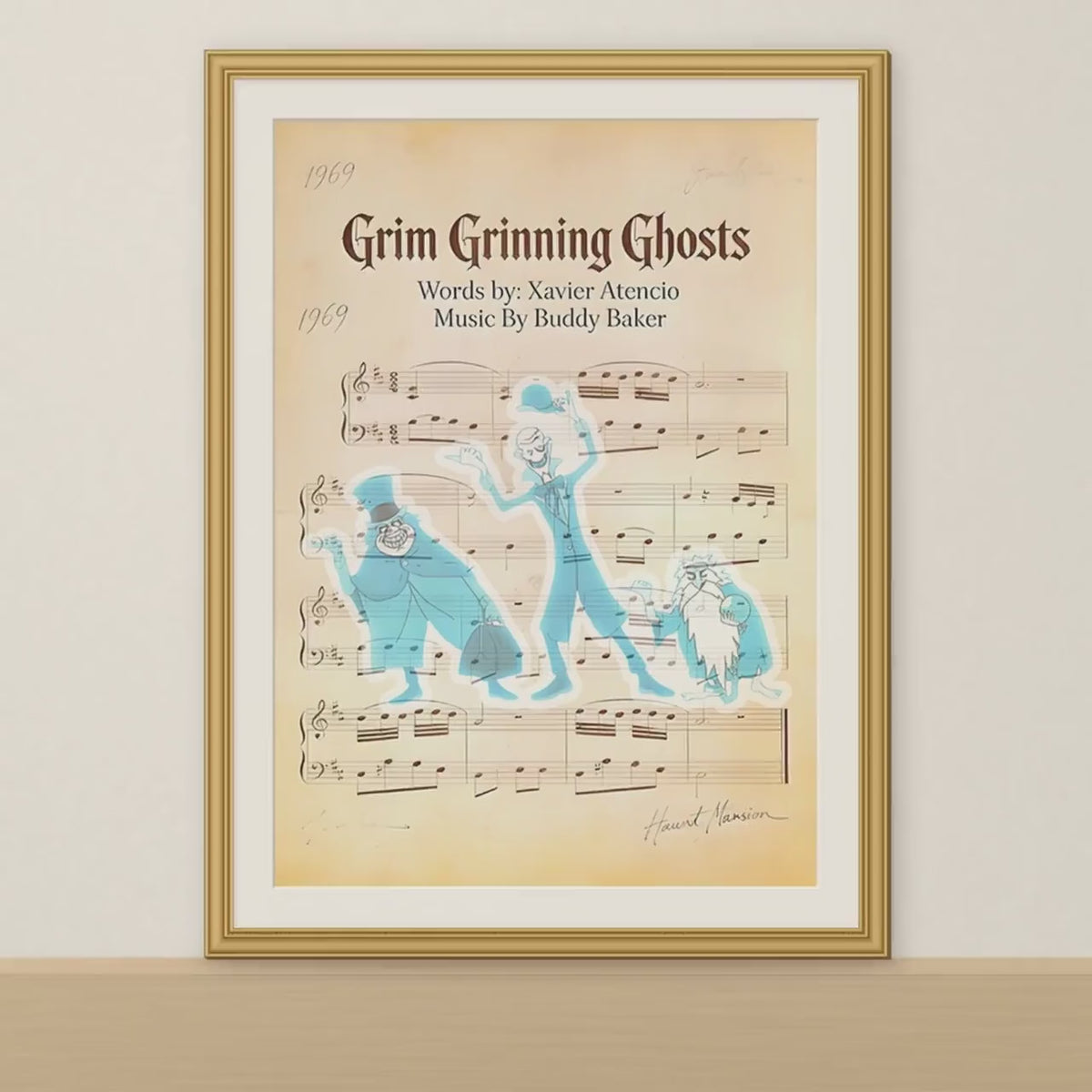 Disneyy Haunted Mansion Music Sheet Hitchhiking Ghosts Nursery Wedding Decore